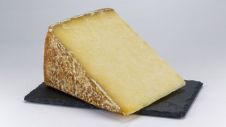 A photo of a wedge of Cantal cheese