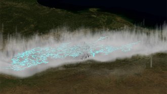 A visualization of a the longest lightning megaflash ever recorded, which lit up the sky in October 2017 over the U.S. Midwest.